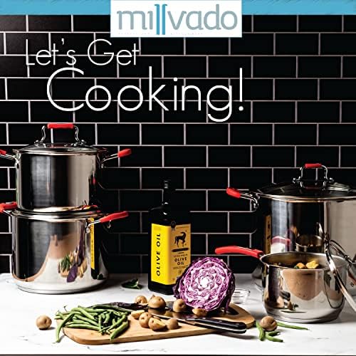 Millvado 6 Quart Stainless Steel Stock Pot with Glass Lid