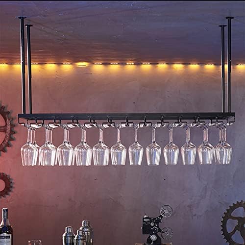 Suuim Iron Hanging Wine Glass Rack Black 60cm