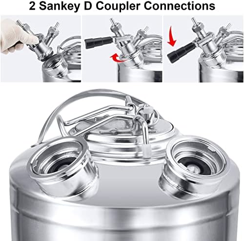 TMCRAFT 25 Gallon Cleaning Keg with 2 Sanke D Coupler Connections