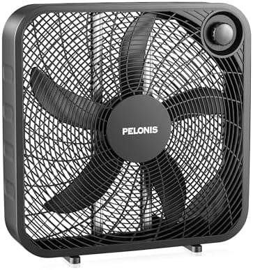PELONIS 20 Inch Box Fan with 3 Speeds and 25fts Airflow