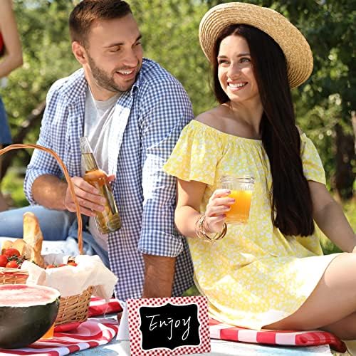 TaoBary 24 Pcs Red Gingham Chalkboard Party Decorations