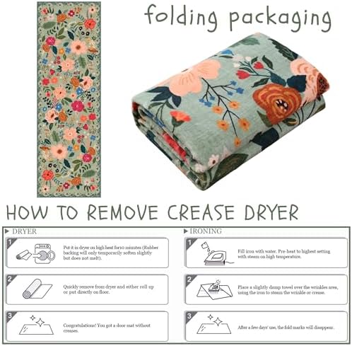 Rugcomf Soft Floral Runner Rug with Non-Slip Rubber Backing