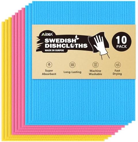 AIDEA 10 Pack Swedish Dish Cloths 7x6 Inches