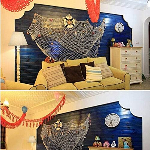 Rosoz Nature Fish Net Wall Decor with Shells