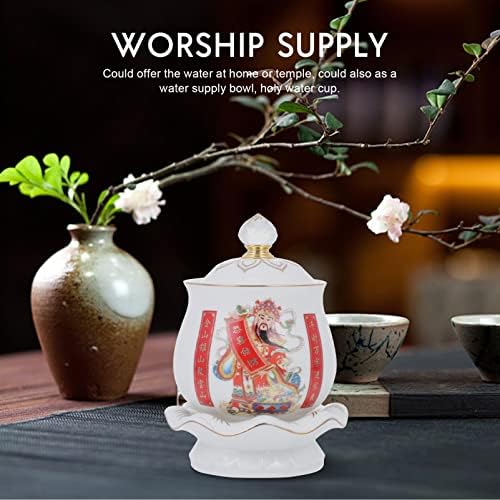 VOSAREA Buddhist Water Offering Cup Ceramic Bowl for Meditation Supplies