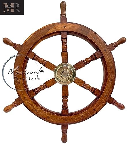 Medieval Replicas Ship Wheel Wooden 24 Inch Brown