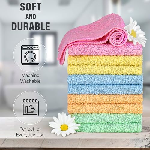 DecorRack 10 Pack 12x12 Inch Cotton Wash Cloths