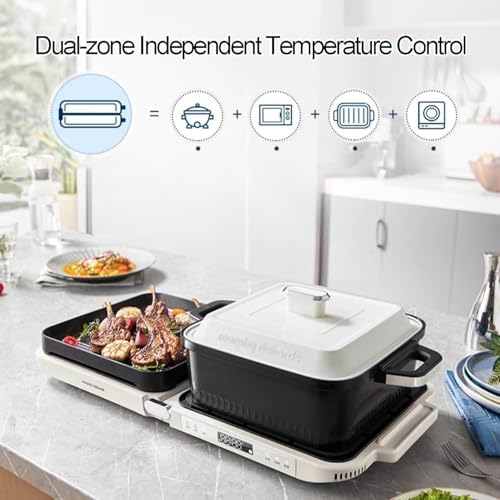 Electric Indoor Grill Hot Pot with 2100W Power and 4 Heat Levels