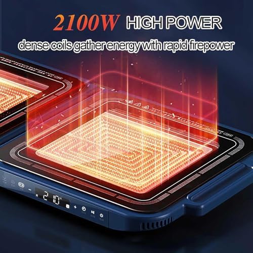Electric Indoor Grill Hot Pot with 2100W Power and 4 Heat Levels