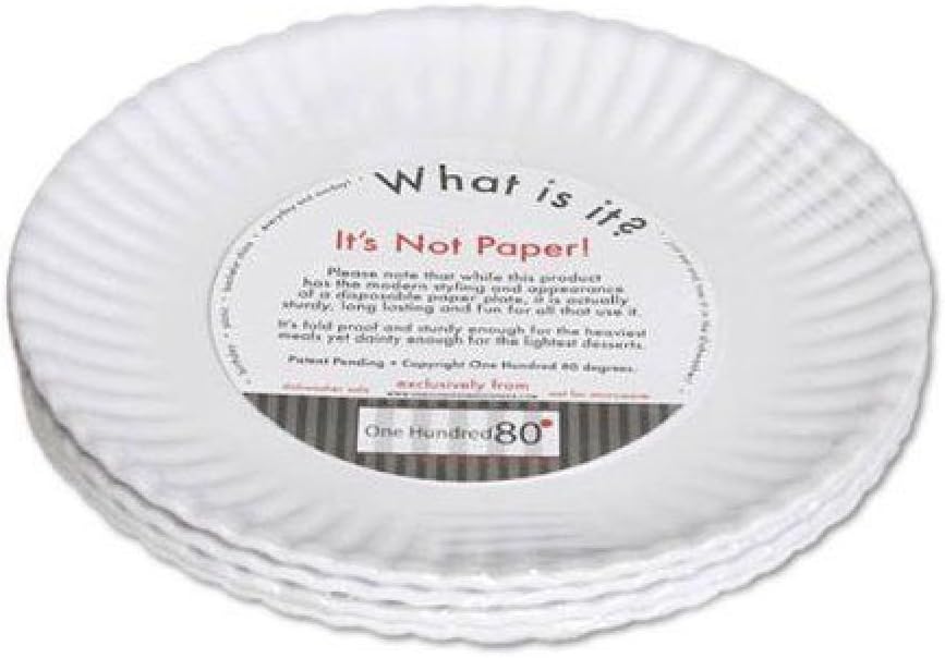 180 Degrees 9 Inch Reusable White Dinner Plate Set of 4