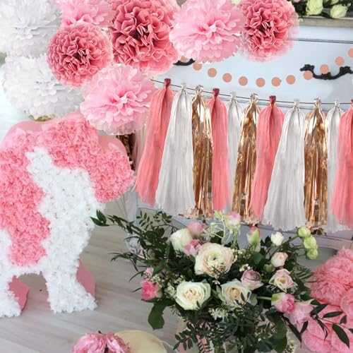 OuMuaMua Rose Gold Birthday Decorations Set