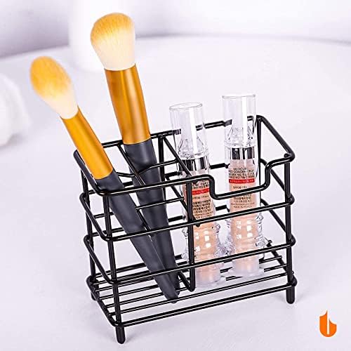 Urbanstrive 304 Stainless Steel Toothbrush Holder with ToothPaste Slot Black