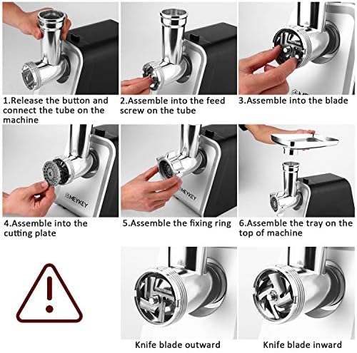 Homdox Meat Grinder Electric with 3 Plates and Sausage Stuffing Tool