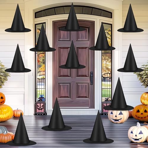 12 Piece Halloween Witch Hats with 328 FT Cord