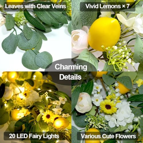 Lemon Door Swag with Lights 276 Inch Decor