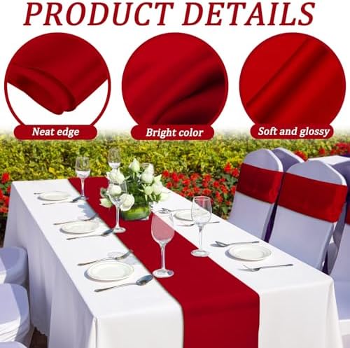 Bencailor 24 Pcs Red Satin Table Runner Set