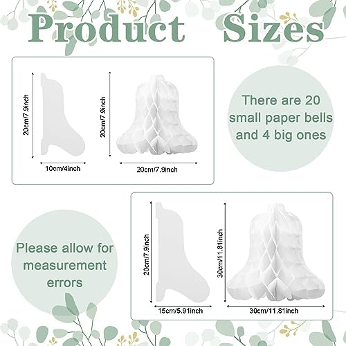 24 Pcs White Hanging Wedding Bells Decorations