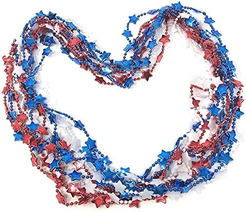 4Es Novelty 72 Patriotic Bead Necklaces Bulk Pack