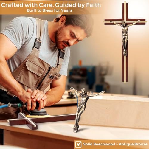 ACHIBANG 10 Inch Wooden Wall Cross with Jesus