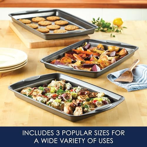 Rachael Ray Nonstick Bakeware Set 3 Piece Gray