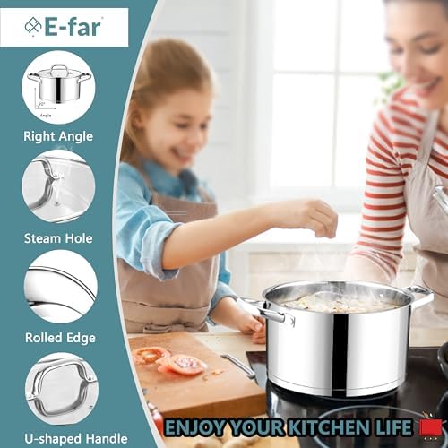 E-far 6 Quart Stock Pot with Lid Stainless Steel