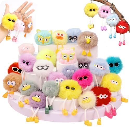 24pcs Kids Keychains Plush Toys for Birthday School Party