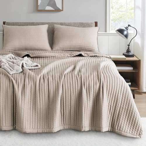 KASENTEX Quilt Bedding Set Camel Oversized Queen 2 Shams