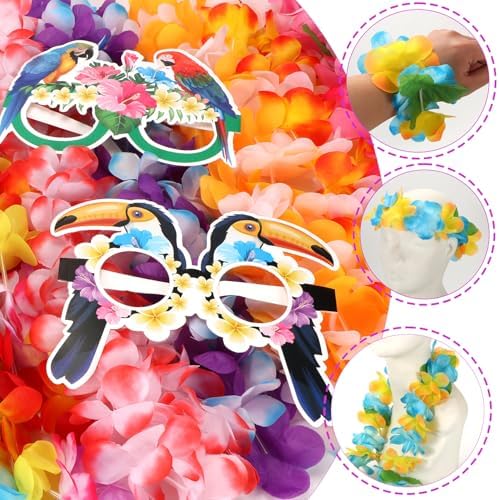 Atonofun 80 PCS Hawaiian Party Decor Accessory Pack