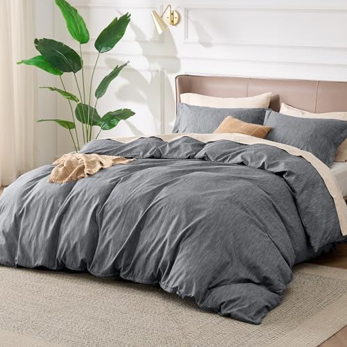 Bedsure King Duvet Cover Set - 3 Piece with Zipper Closure and Cationic Print