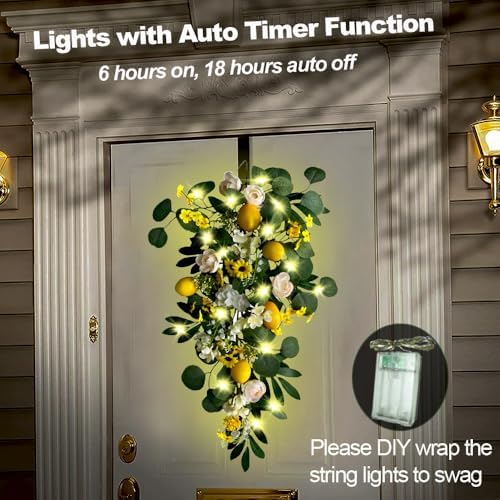 Lemon Door Swag with Lights 276 Inch Decor