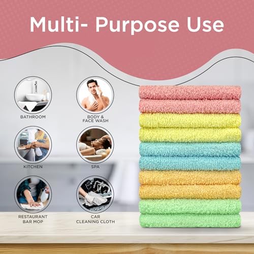 DecorRack 10 Pack 12x12 Inch Cotton Wash Cloths