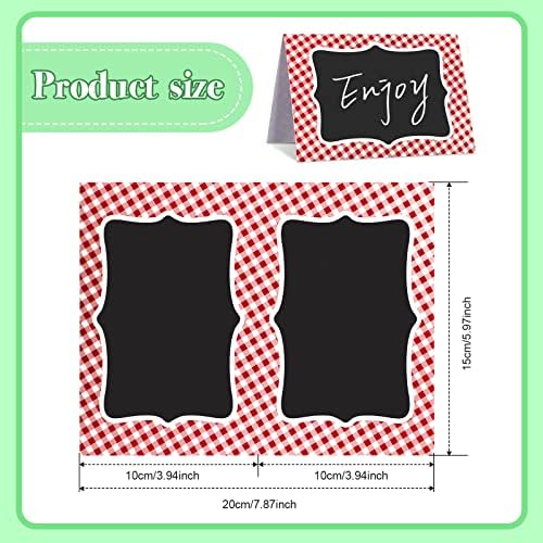 TaoBary 24 Pcs Red Gingham Chalkboard Party Decorations