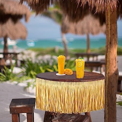Mixweer 105 Ft Raffia Grass Table Skirt for Hawaiian Party
