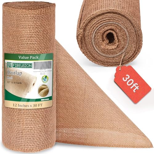 Fibeusion Burlap Table Runner 12x30ft No-Fray Edge