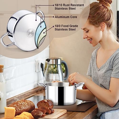 LIANYU 6QT Stainless Steel Stockpot with Lid