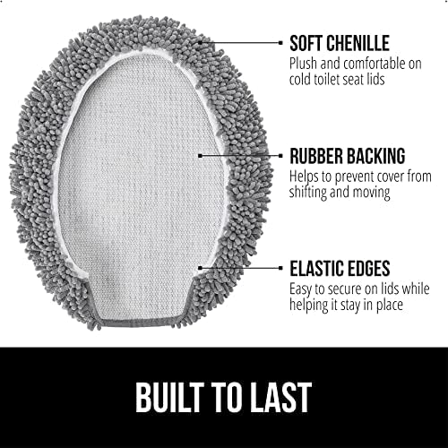 GORILLA GRIP Soft Chenille Toilet Lid Cover Gray