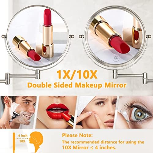 Wall Mounted Makeup Mirror with 10x Magnification