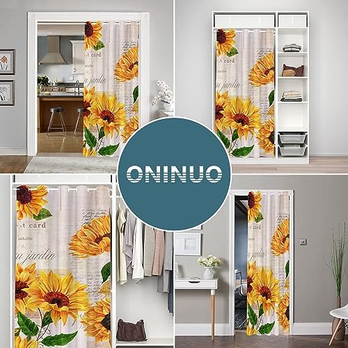 Sunflower Door Curtains for Doorway 59W x 80L