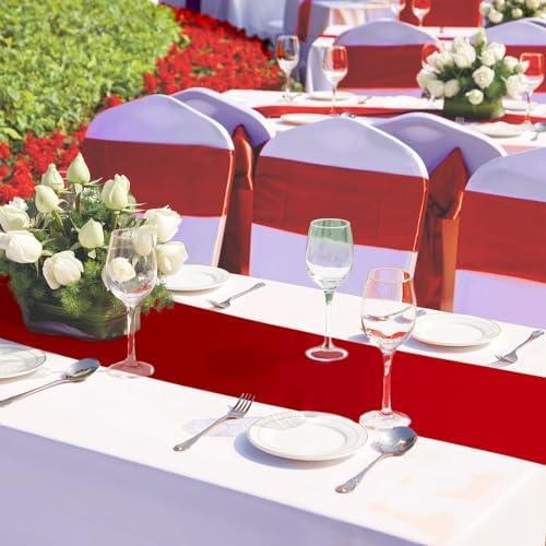 Bencailor 24 Pcs Red Satin Table Runner Set