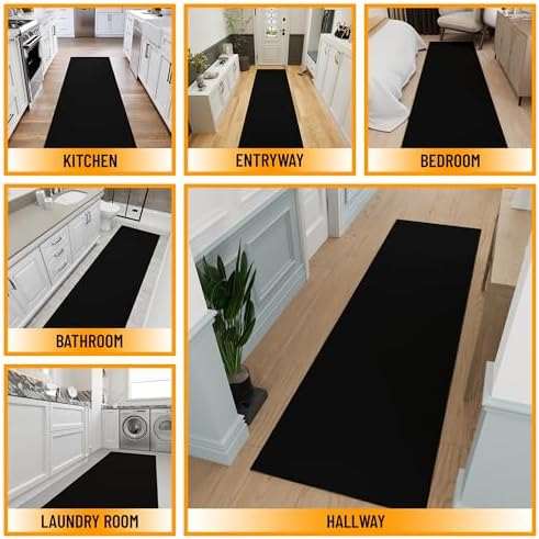Ottomanson Hallway Runner Rug 27 x 910 Non Slip Black