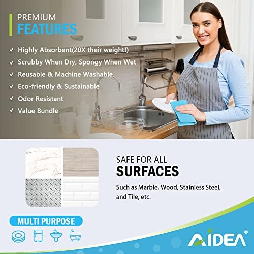 AIDEA 10 Pack Swedish Dish Cloths 7x6 Inches