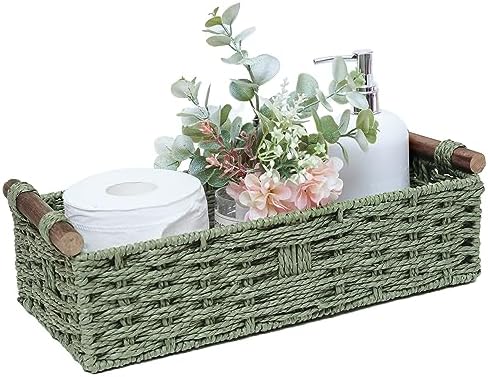 Stobsk Round Wicker Storage Basket with Handle Green