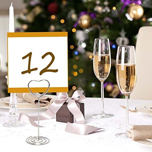 Aniann Table Card Holders 25 Pack Silver Heart Shape Photo Stands