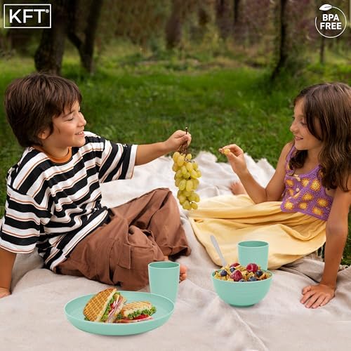 Wheat Straw Dinnerware Set for 4 - Green 24pc