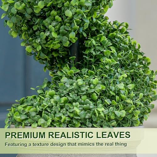 VIVATREES 3FT Spiral Boxwood Topiary Trees with Planter 2 Pack