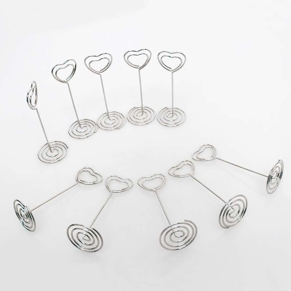 Aniann Table Card Holders 25 Pack Silver Heart Shape Photo Stands