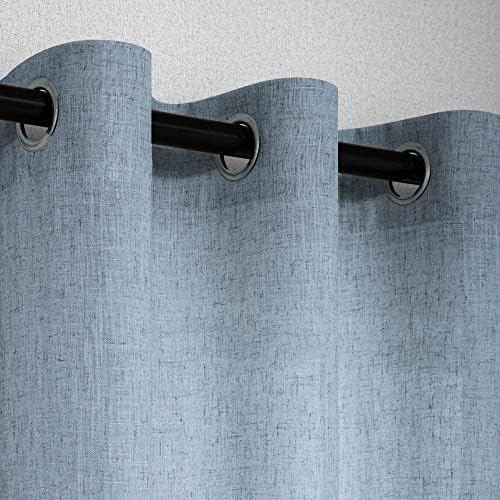 Dusty Blue Sheer Curtains for Sliding Glass Door 2 Panels Set