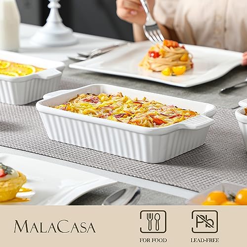 MALACASA Ceramic Bakeware Set of 4 Rectangular Lasagna Pans