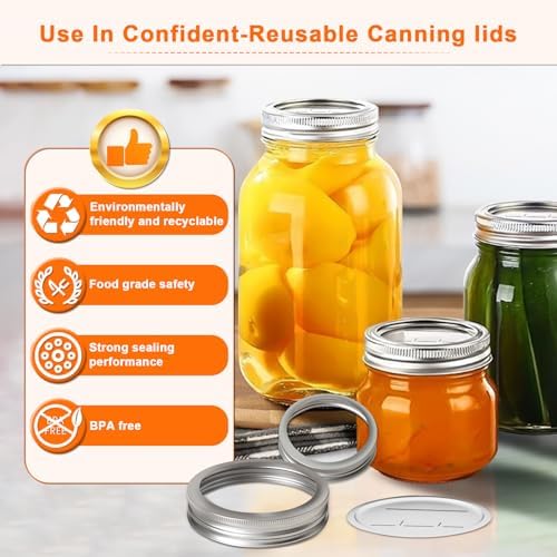 52 PCS Reusable Mason Jar Lids and Rings with Whiteboard Marker