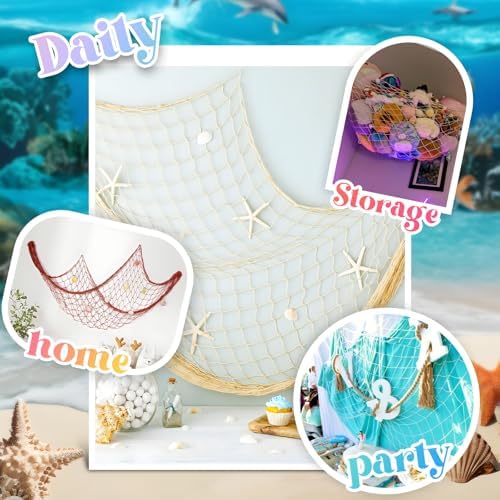 2 Pack Fish Net Decorations for Nautical Party